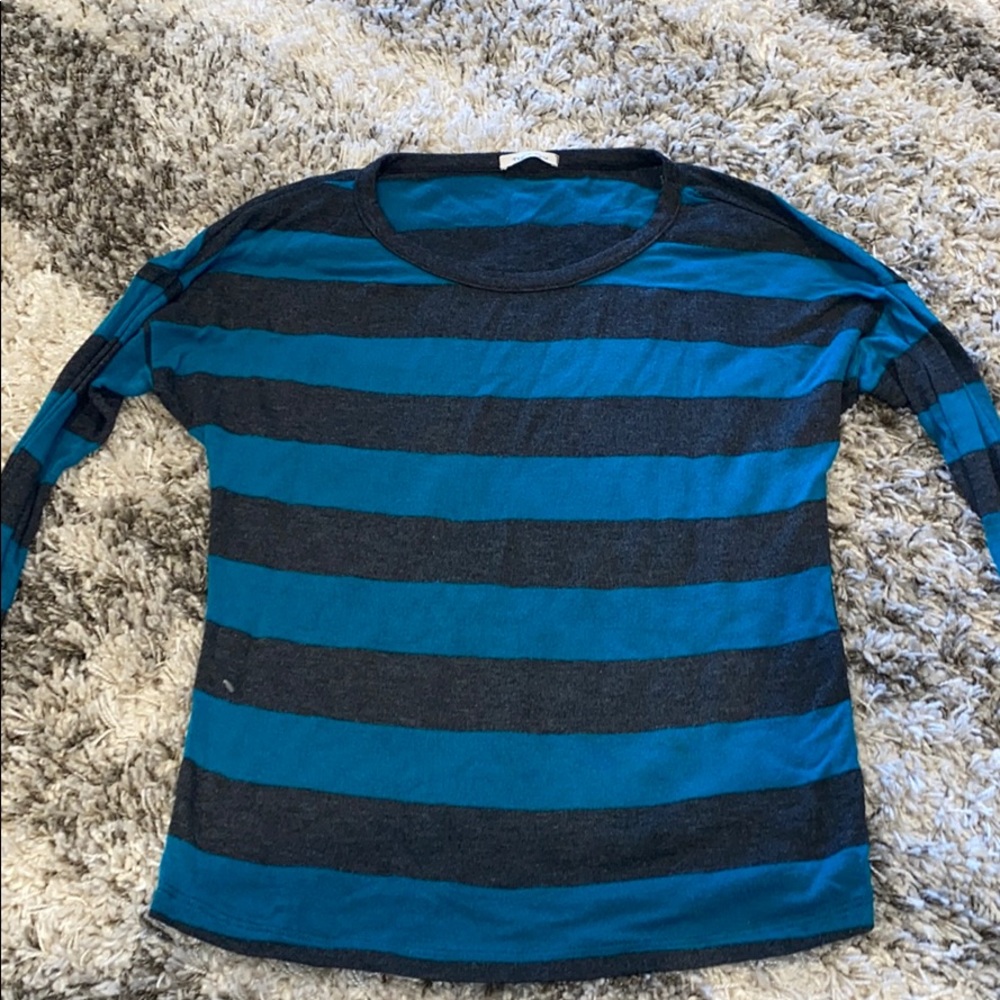 Blue and grey striped shirt